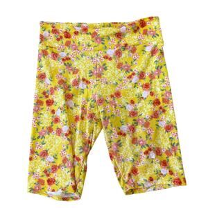 Handmade Bike Shorts in Yellow Sunny Floral Print Size Small